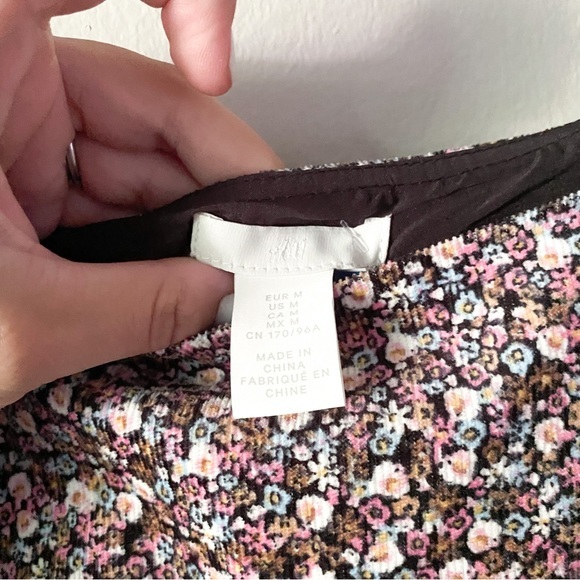 H&M, floral cotton mini corduroy jumper shift‎ dress sz medium - Picture 8 of 8